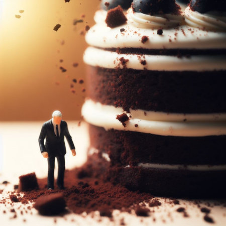 greedy elegant man beg grab fight desperate for sweet crumbs, greed concept abstract illustration ai generative artの素材