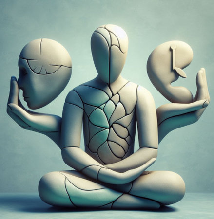 abstract illustration of passing time, patience, a human head, timeline relativity, clock mechanism ai generatedの素材