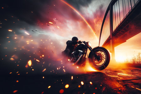 Racing motorcycle at high speed on the road. Extreme sports.の素材