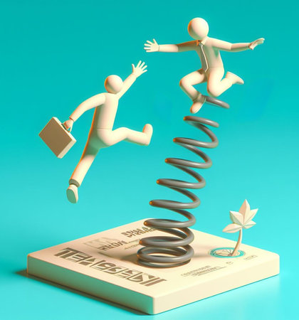 funny illustration depict a man fly jump tax or public service, tax evasion avoidance concept generatedの素材