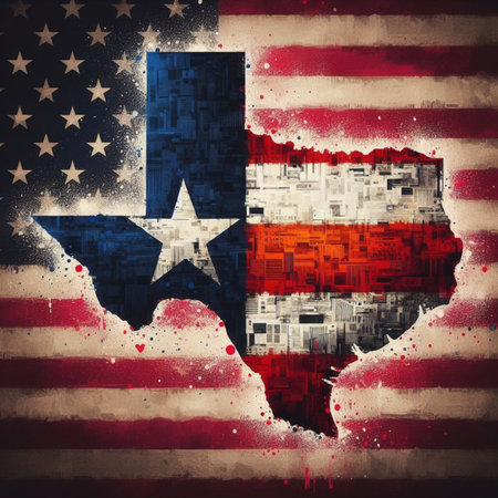 illustration of Texas state flag in United States, patriotic art for 4th July independence day AI generatedの素材