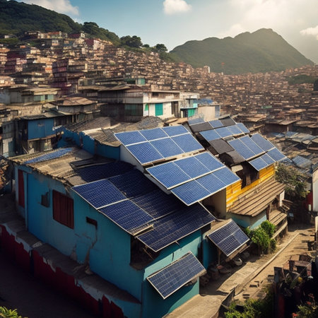 photovoltaic solar panels on slum hood for clean and cheap energy illustration generative aiの素材