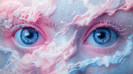 A woman with glitter on her face in a dream-like ambiance, AI generated