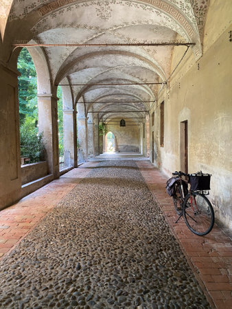 Corte dei Rossi medieval rock in Parma , italyの写真素材