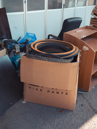 at the bike shop store and repair, artisan expert mechanic repairs restore bicycleの写真素材