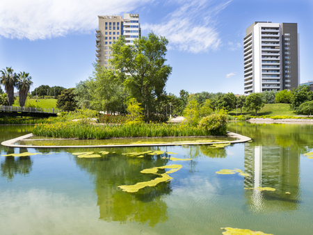 Diagonal Mar Park in Barcelona, Spainの写真素材