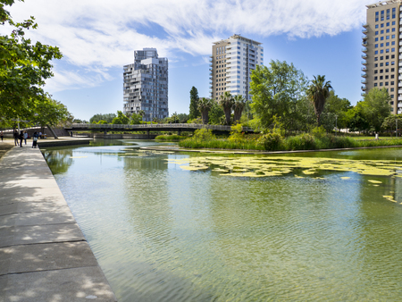 Diagonal Mar Park in Barcelona, Spainの写真素材