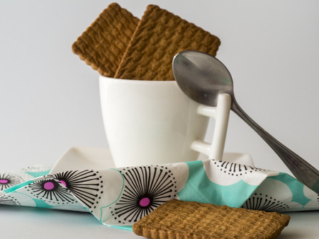 Cup of coffee with cookiesの写真素材