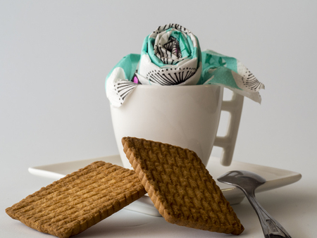 Cup of coffee with cookiesの写真素材