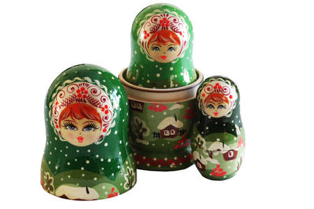 A russian Matrioshka doll isolated on whiteの写真素材