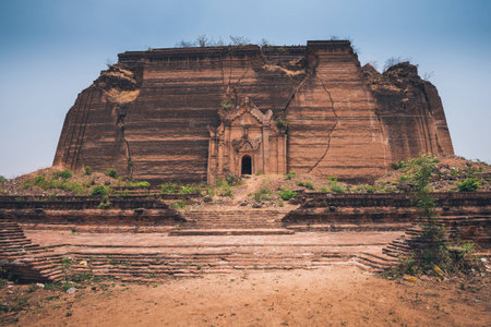 The gigantic Mingun Temple in Mandalay cityの写真素材