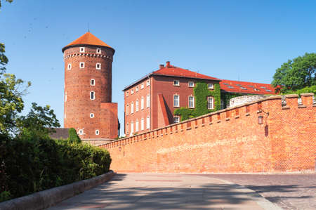 Sandomierz Tower of the Wawel Castle in Krakow. View of the castle walls from the Bernardine Gateのeditorial素材