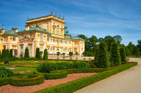Palace in Wilanow, the baroque residence of King of Poland Jan III Sobieski. View of the facade from the gardensのeditorial素材