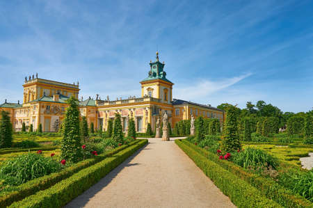 Palace in Wilanow, the baroque residence of King of Poland Jan III Sobieski. View of the facade from the gardensのeditorial素材