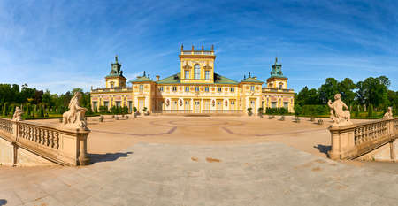 Palace in Wilanow, the baroque residence of King of Poland Jan III Sobieski. View of the facade from the gardensのeditorial素材