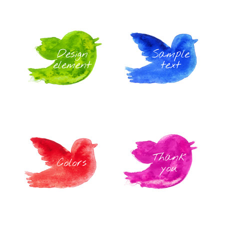 Watercolor birds silhouettes set のイラスト素材