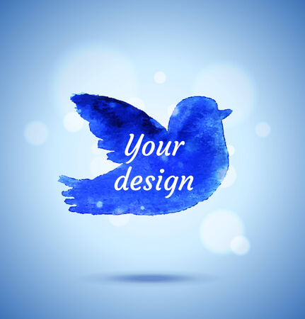 Watercolor blue bird background  illustration のイラスト素材