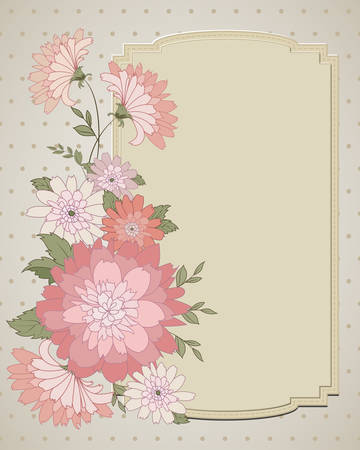 Vintage card with flowers. Vector illustrationのイラスト素材