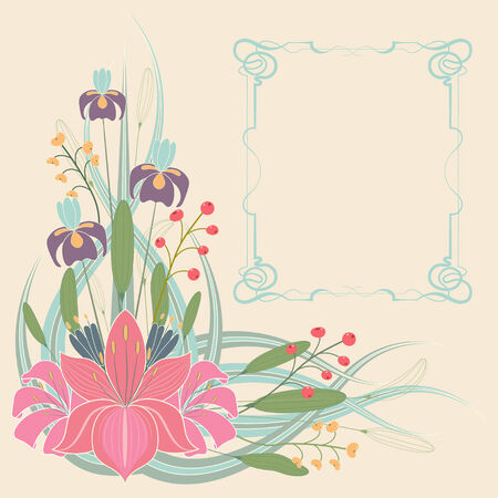 Vintage card with flowers. Vector illustrationのイラスト素材