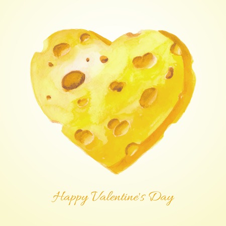 Watercolor cheese heart. Valentines heart. Vector illustration. Valentines day background.のイラスト素材