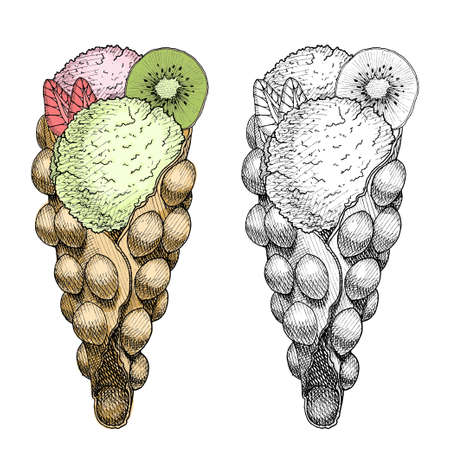 A sketch with Hong Kong waffles.のイラスト素材