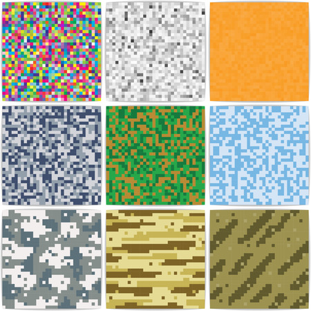 Pixel background, camouflage, Duotone. Retro background.のイラスト素材