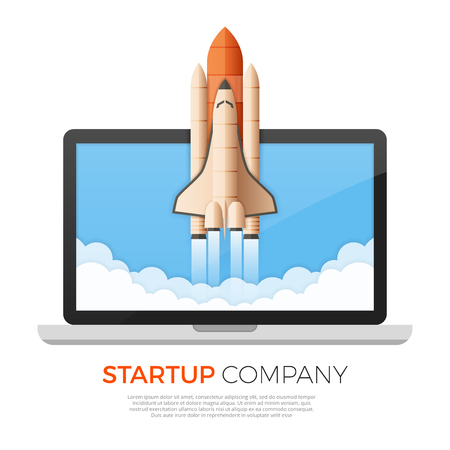 Business startup concept. Rocket or space shuttle launch.のイラスト素材