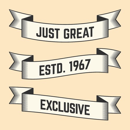 Set of trendy vector vintage ribbons, bannersのイラスト素材