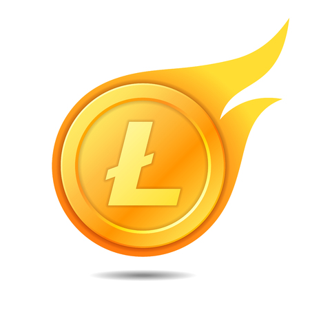 Flaming litecoin symbol, icon, sign, emblem. Vector illustrationのイラスト素材