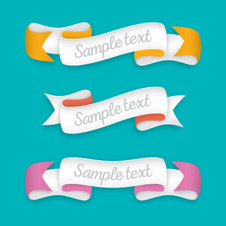 Trendy retro ribbons. Colorful banner with ribbon for design, gaのイラスト素材
