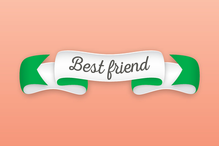 Trendy retro ribbon with text Best friend. Colorful banner with ribbon for design, game, web. Vector Illustrationのイラスト素材