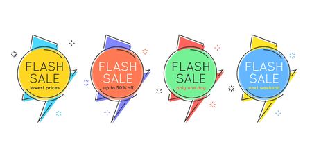 Flat style minimal trendy bubble shaped banner, price tag, flash sale sticker, badge. Vector illustration.のイラスト素材