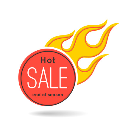 Flat style minimal trendy bubble shaped banner, price tag, fire sale sticker, badge. Vector illustration.のイラスト素材