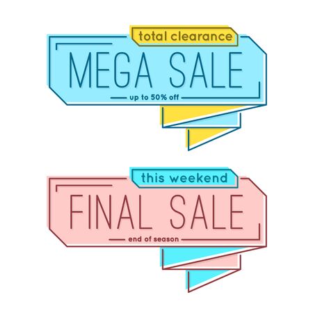 Minimal style flat trendy bubble shaped banner, price tag, sticker, badge. Vector illustration.のイラスト素材