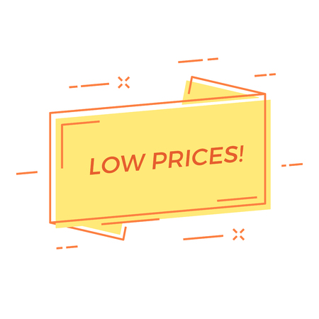 Flat linear promotion ribbon banner, price tag, sticker, badge, poster Vector illustration.のイラスト素材