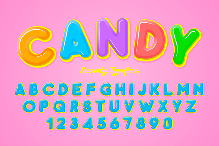 Vector artistic rounded font design, alphabet, typeface, typography. Color swatches controlのイラスト素材