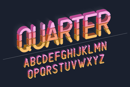 Vector retro bold font design, typeface, typography. Color swatches controlのイラスト素材