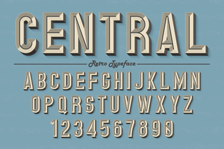 Decorative vector vintage retro typeface, font, typeface. Color swatches controlのイラスト素材