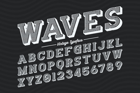 Decorative vector vintage retro typeface, font. With group of scratches, grunge.のイラスト素材