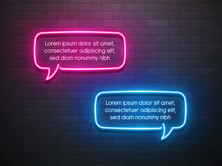 Neon light speech bubble promotion banner, price tag and discount swatch color super control.のイラスト素材
