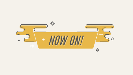 Flat linear promotion ribbon banner, scroll, price tag, sticker,のイラスト素材