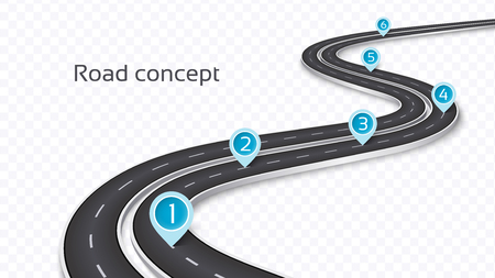 Winding 3D road concept on a transparent background. Timeline template. Vector illustrationの素材 [FY31094277978]