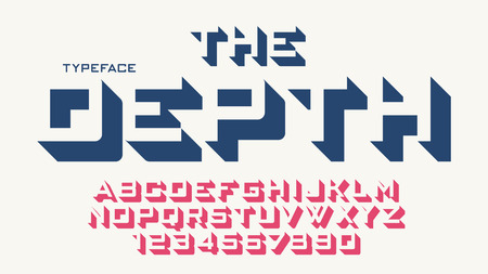 The Depth vector decorative font design, alphabet, typeface, typography, letters and numbers. Swatch color control.のイラスト素材