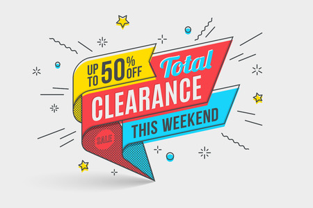 Retro-futuristic promotion banner, scroll, price tag. Vector illustrationのイラスト素材