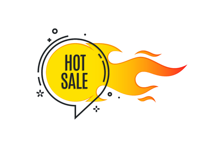 Flat linear promotion fire banner, price tag, hot sale, offer, price. Vector illustrationのイラスト素材