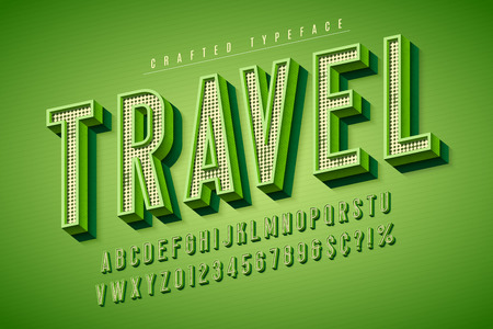 Good vibes retro typeface. 3d display font, poster, placard typography. Easy swatch color controlのイラスト素材