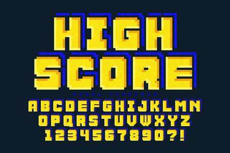 Pixel vector font design, stylized like in 8-bit gamesのイラスト素材