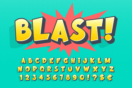 Trendy 3d comical font design, colorful alphabetのイラスト素材
