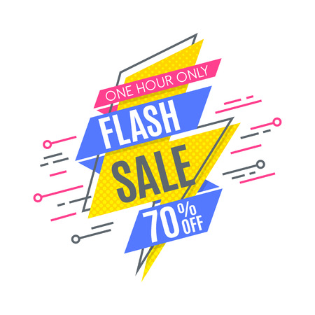 Flash sale promotion banner, flat design, price tag. Vector illustration. Color swatches controlのイラスト素材