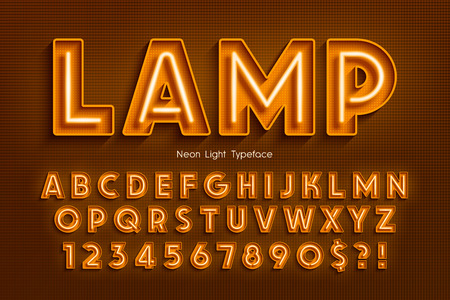 Neon light 3d alphabet, extra glowing font.のイラスト素材